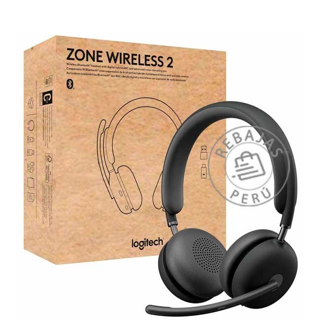 Audífono Logitech Zone Wireless con Micrófono | Bluetooth, Cancelación de Ruido, Certificados para Microsoft Teams 