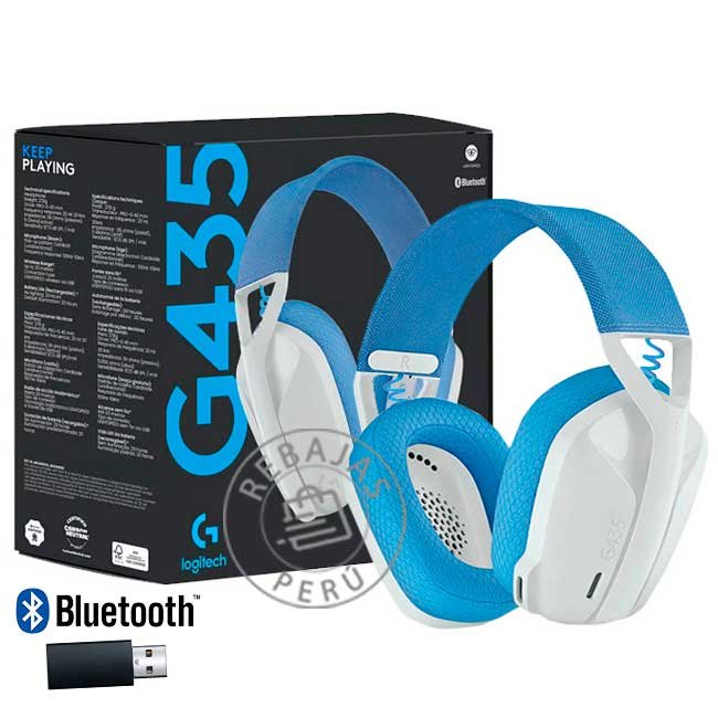 Audífono Gamer Logitech G435 Blanco Inalámbricos con Micrófono | Bluetooth 