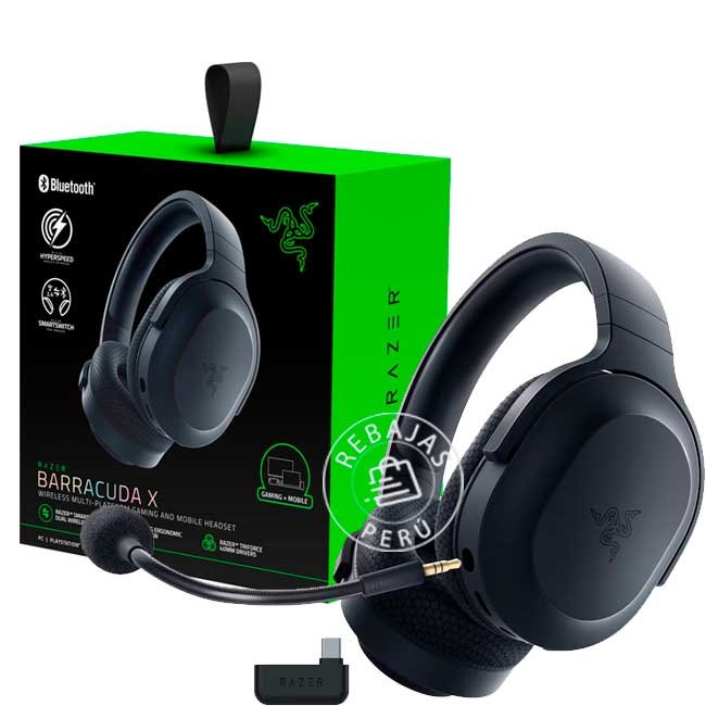 Audífono Razer Barracuda X 2022 Wireless, Bluetooth, 3.5mm, Micrófono, SmartSwitch – Negro