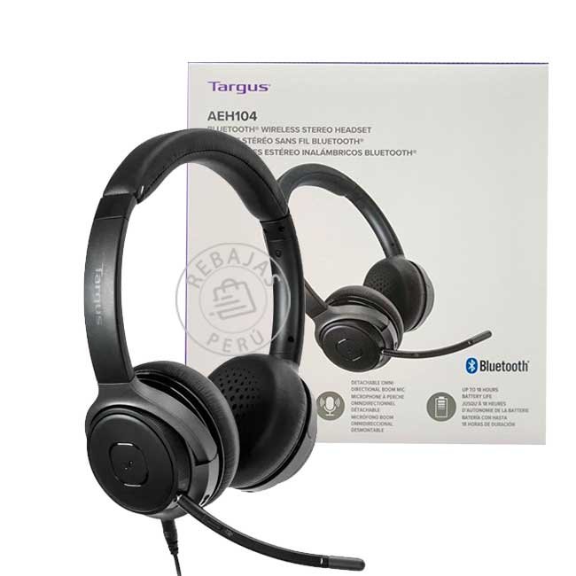 Audífono Targus AEH104TT On-Ear Bluetooth con Micrófono y USB-C – Sonido Estéreo, 38h Batería