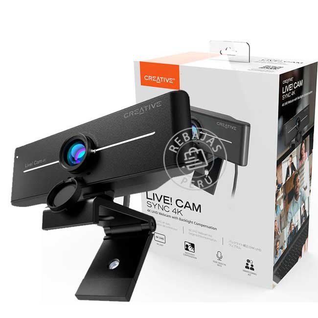camara Creative Live! Cam Sync 4K  con Micrófono Dual, Enfoque Automático, Gran Angular de 95°