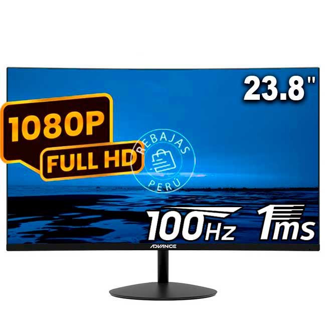 Monitor Curvo Advance ADV-2452S 23.6" FHD VA | 100Hz, 1ms, R1500, HDMI y DisplayPort