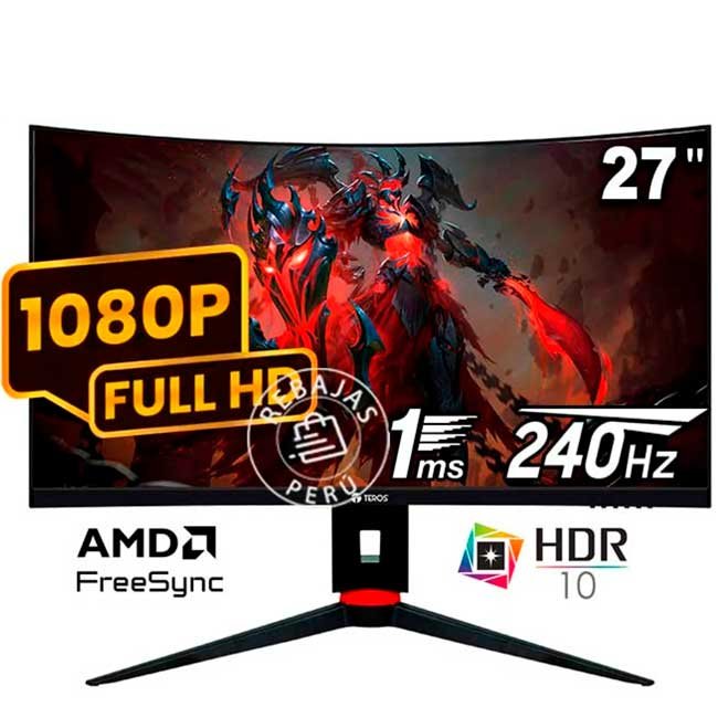 Monitor Gamer Curvo TEROS TE-2764G 27” FHD VA, 240Hz, 1ms, HDMI 2.1, DP 1.4, Adaptive-Sync