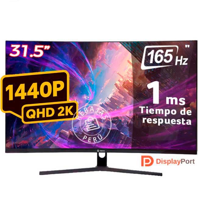 Monitor Curvo TEROS TE-3217G 31.5" QHD VA 165Hz 1ms HDMI DP Flicker Free VESA