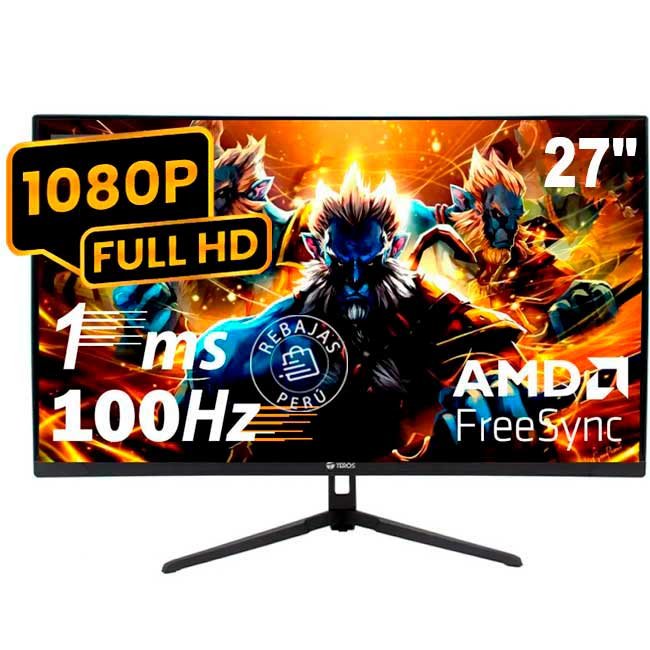 Monitor Curvo Teros TE-2732S 27” VA Full HD 100Hz 1ms FreeSync HDMI DP VESA R1500