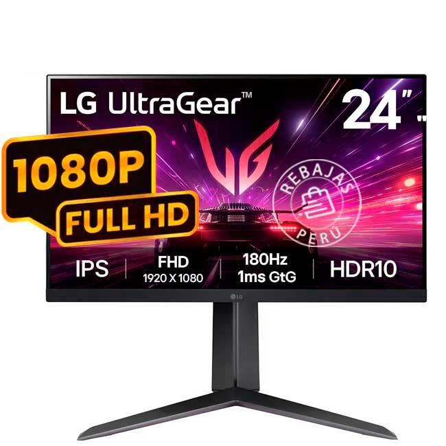 Monitor Gamer LG 24GS65F-B UltraGear 24" Full HD IPS 180Hz 1ms FreeSync Premium y G-Sync Compatible
