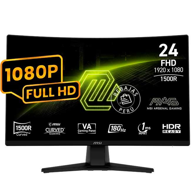 Monitor Gaming MSI MAG 242C 24” FHD Curvo 180Hz 1ms AdaptiveSync HDR