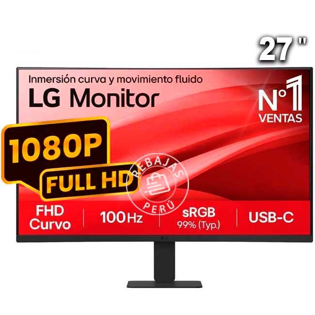 Monitor LG 27U421A-B – 27” Curvo VA Full HD, 100Hz, HDR10, USB-C y Diseño Ultradelgado