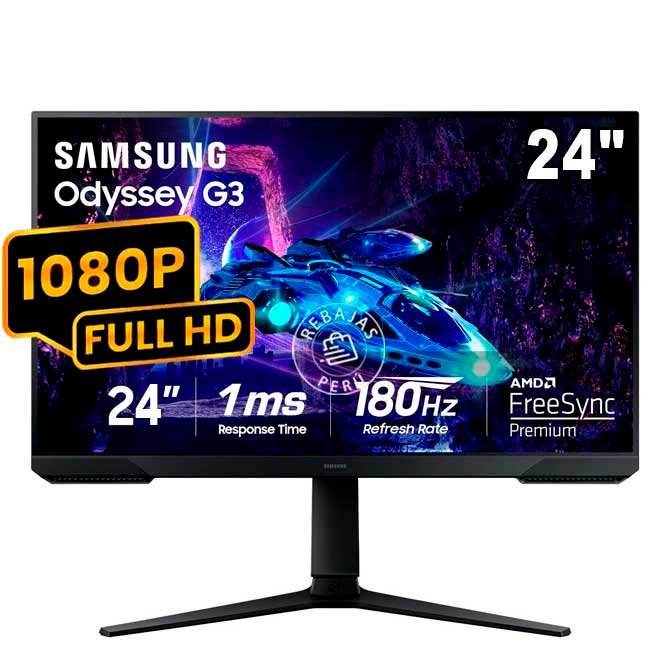 Monitor Samsung LS24DG300ELXPE Odyssey G3 24" VA, Full HD, 180Hz, 1ms, FreeSync, Ajustable, HDR10