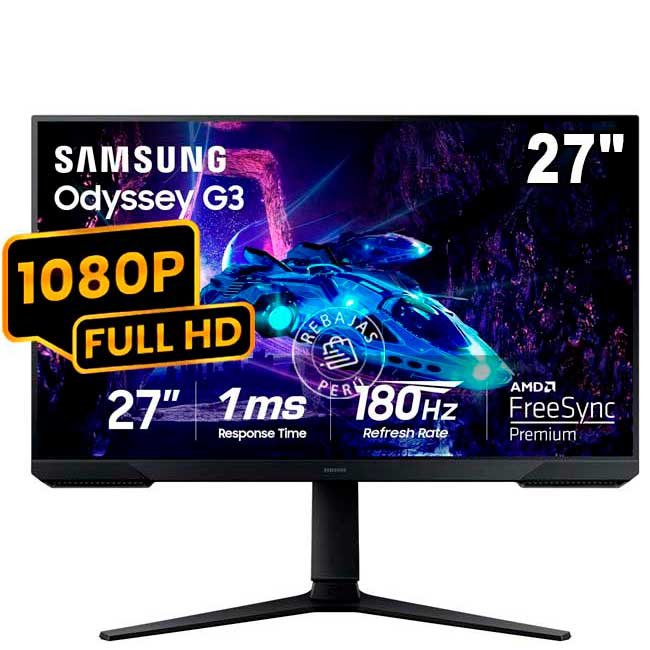  Monitor Samsung LS27DG300ELXPE Odyssey G3 27" FHD 180Hz FreeSync | Monitor Gamer