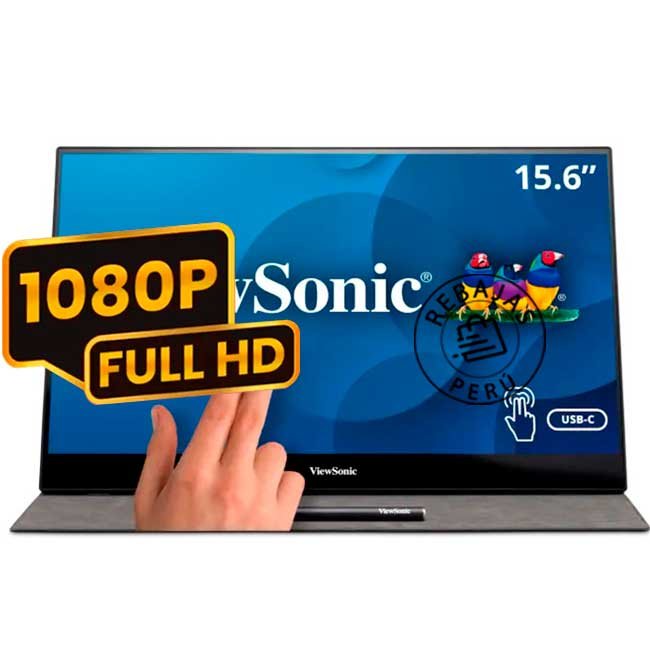 Monitor portátil táctil ViewSonic TD1655 16" Full HD, 10 puntos táctiles, USB-C, IPS, Antihuellas