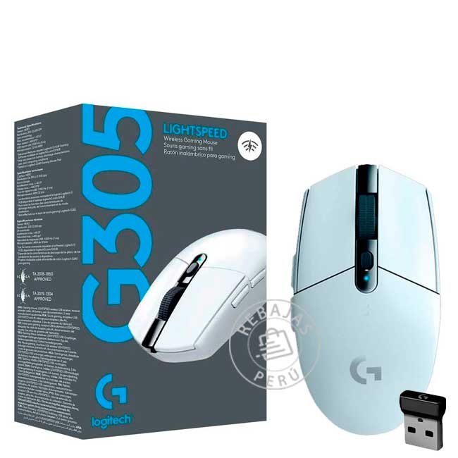 Mouse Gamer  Logitech G305 LIGHTSPEED Wireless Inalámbrico con Sensor HERO Blanco