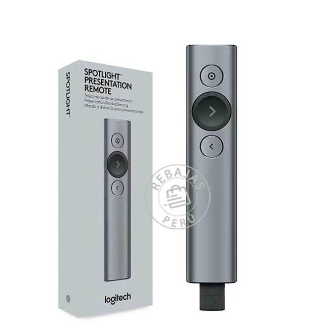 Puntero Logitech Spotlight Inalámbrico Bluetooth Gris – 90 Días de Batería y Alcance de 30 m