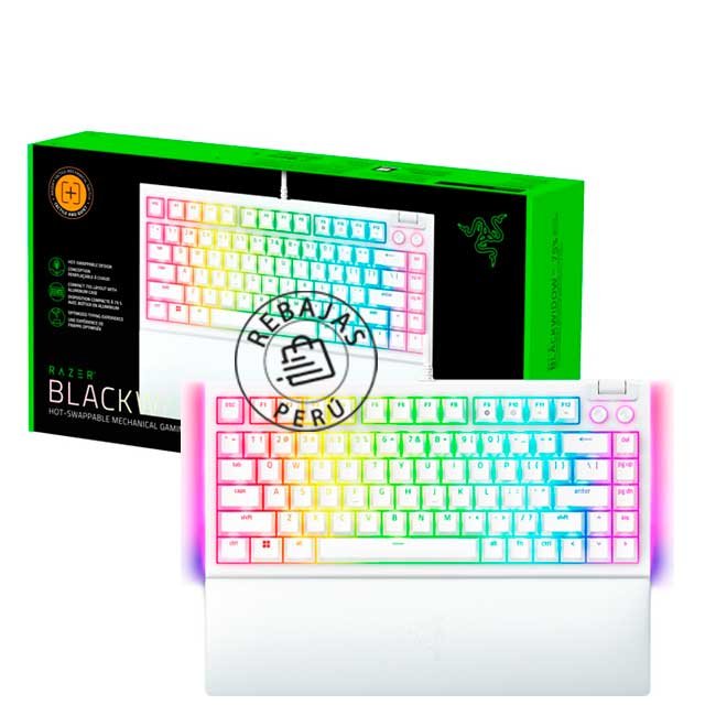 Teclado Razer BlackWidow V4 75% White | Mecánico Hot-Swappable, Switch Orange, 8000 Hz, RGB Chroma