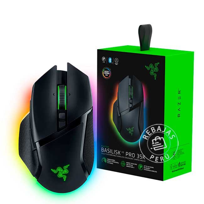Razer Basilisk V3 Pro - Mouse Gamer Inalámbrico 35K DPI, RGB Chroma, 210h Batería