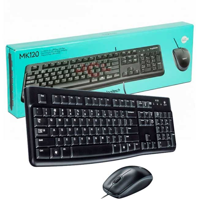 Combo Logitech MK120 USB con Teclado y Mouse Negro en Español Resistente y Ergonómico