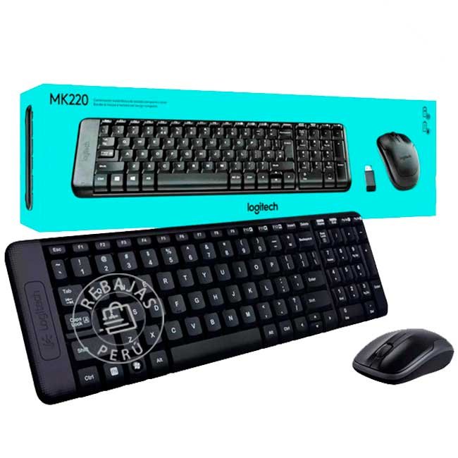 Teclado y Mouse Inalámbrico Logitech MK220 USB – Compacto, Silencioso y Durable para PC y Laptop