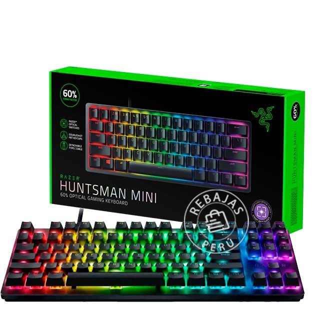 Teclado Razer Huntsman Mini Opto-Mechanical USB-C Purple Switch 60% Chroma RGB Español Negro