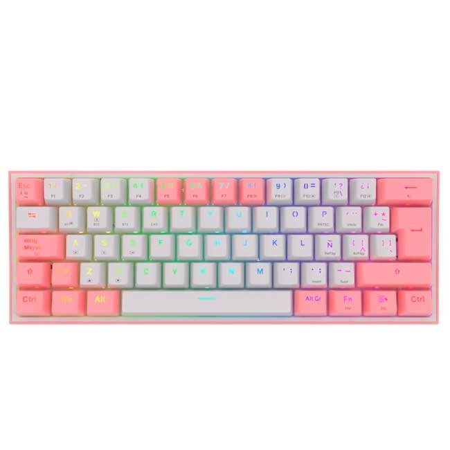 Teclado Mecánico Redragon FIZZ PRO Wireless K616-RGB-PW 60% Español Blanco/Rosa RGB