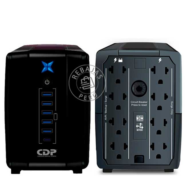 UPS CDP 1000VA R-UPR1008I – 8 Salidas, USB, Tipo C, Autonomía 40 Min | Protección Eléctrica