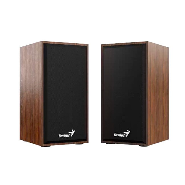 parlante Genius sp-HF180 de Madera - Sonido Estéreo Potente de 6W con Conector 3.5mm