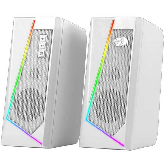 Altavoces Redragon ANVIL GS520 WHITE con RGB y Sonido Estéreo 2.0 | Potencia y Diseño
