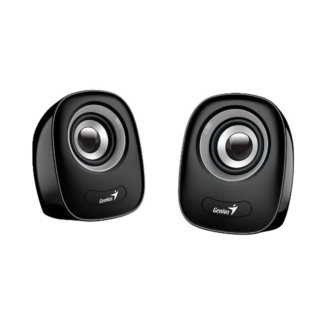 parlantes USB Estéreo Genius SP-Q160 – Sonido Cristalino, 6W RMS, Conexión 3.5mm, Compactos para PC y Laptop