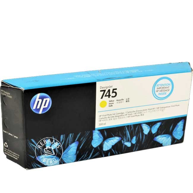 Tinta HP 745 Yellow F9K02A 300ml Original para Plotters HP