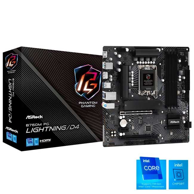 Placa Madre ASRock B760M PG Lightning/D4 Intel B760 LGA1700 DDR4 128GB mATX