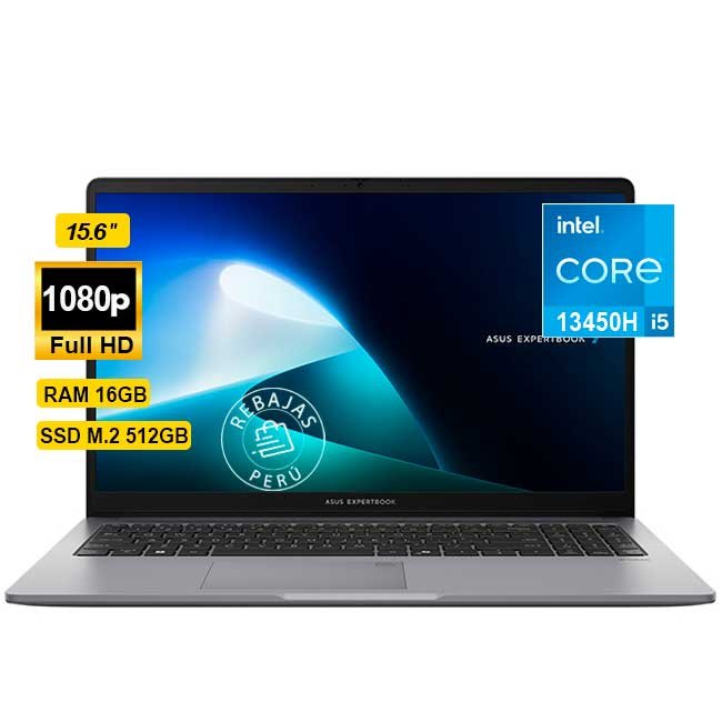 Laptop ASUS ExpertBook P1 15.6" FHD Core i5-13420H 16GB DDR5 512GB SSD FreeDOS Misty Grey