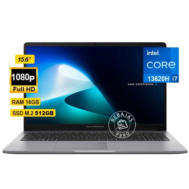 Laptop ASUS ExpertBook P1 i7‑13620H, 16 GB DDR5, 512 GB PCIe 4.0, 15.6″ FHD, Wi‑Fi 6, FreeDOS