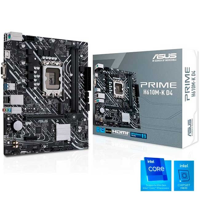 Placa Madre ASUS PRIME H610M-K D4 Intel H610 LGA1700 DDR4 64GB mATX