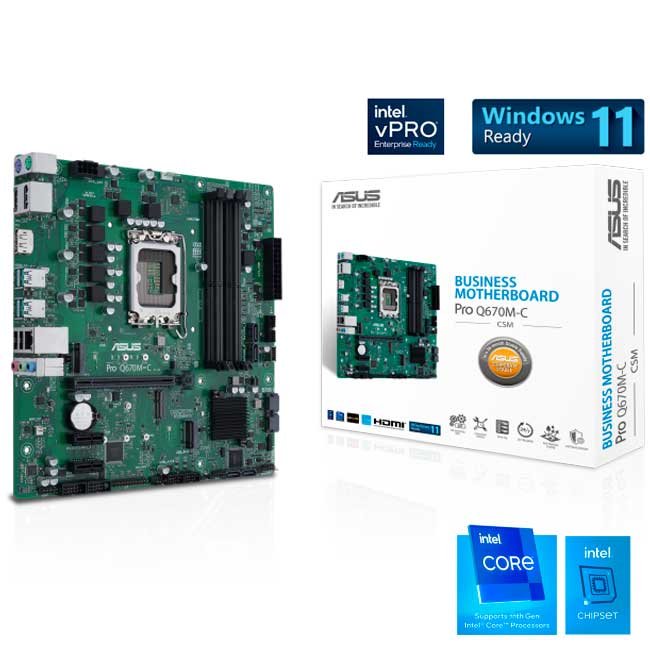 Placa Madre ASUS Pro Q670M-C-CSM Intel Q670 DDR5 192GB Micro-ATX Ethernet 1Gb