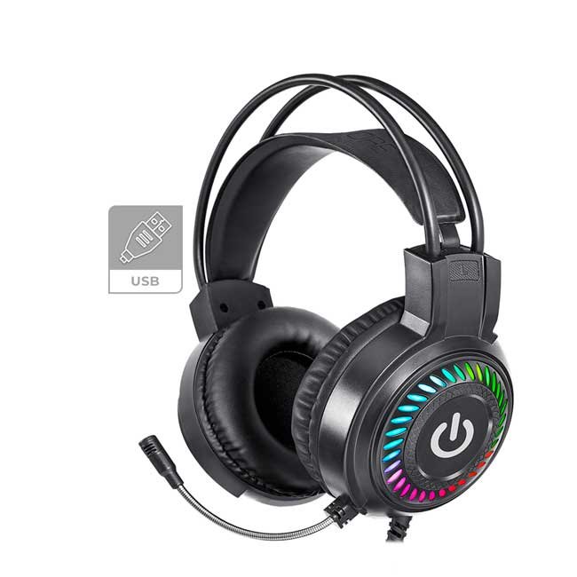 Audífono Gamer ENKORE FALCON EKHG1002U 5.1 USB con Micrófono Flexible e Iluminación LED Rainbow
