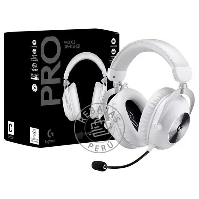 Audífono Logitech G Pro X 2 Lightspeed Wireless White 981-001268 con Transductores de Grafeno