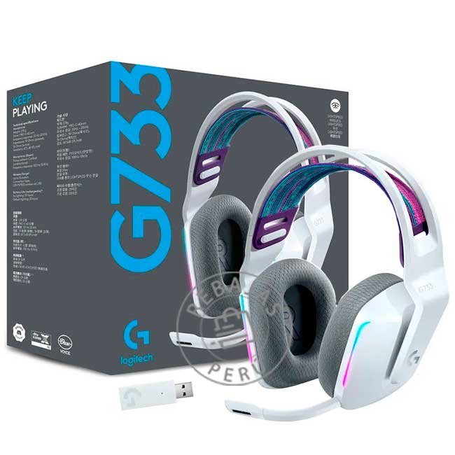 Audífono Logitech G733 Lightspeed Wireless RGB White 40mm 29H