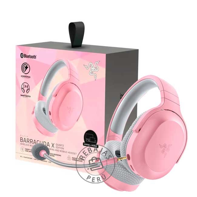 Audífono Razer Barracuda X Wireless 50H SmartSwitch Quartz Rosa