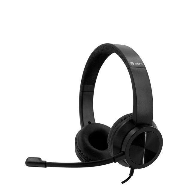 Audífono Alámbrico TEROS TE-8037N con Micrófono USB, Sonido Estéreo y Cable de 2m – Negro