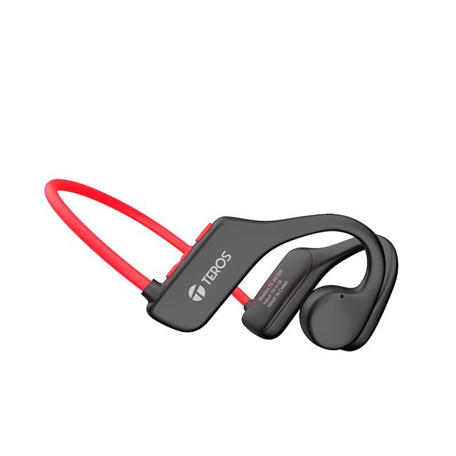 Audífono Bluetooth TEROS TE-8078R de Conducción de Aire IPX5 – Gris/Rojo