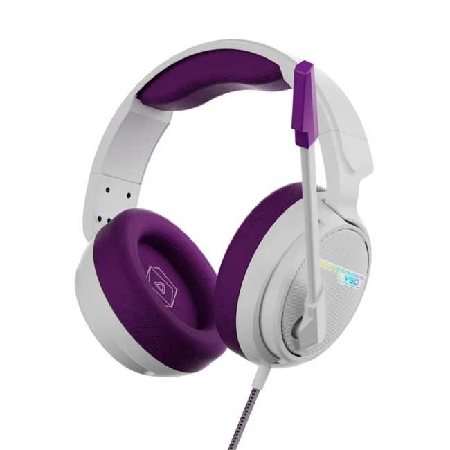 Audífono VSG Pentagon Morado USB 2.0 Circumaural Cerrado 365g con Micrófono Omnidireccional y Cable Trenzado 2m para PC