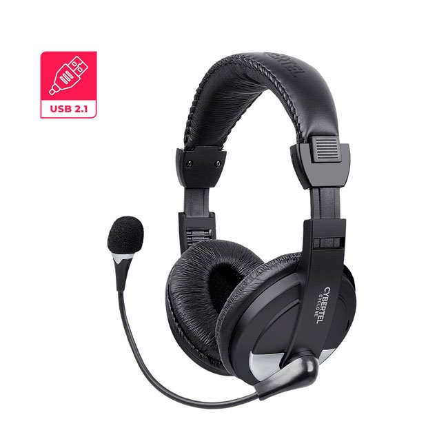 Audífono USB Cybertel CYCLONE GRIS H370S-U con Micrófono Estéreo y Cable Reforzado de 2m