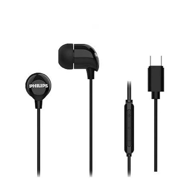Audífono Philips In-Ear TAE2146BK con Micrófono y Conexión USB-C | Sonido Estéreo de Alta Calidad