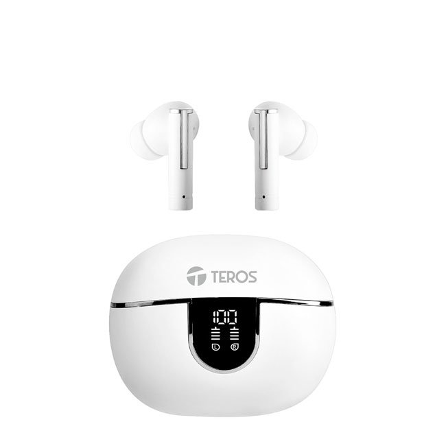 Audífono Bluetooth TEROS TE-8075W TWS Blancos con Estuche de Carga Tipo C