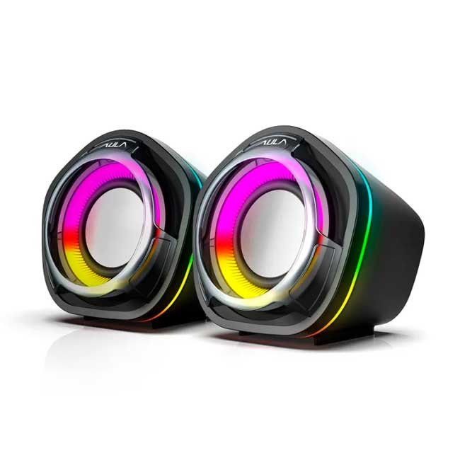 Parlante Aula N‑107 RGB 2.0 – 6 W, Conexión USB + 3.5 mm, Control de Volumen