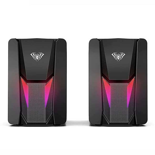 Parlante Aula N‑108 USB 2.0 RGB 2.0 – 6 W RMS, Iluminación Multicolor, Control Cableado