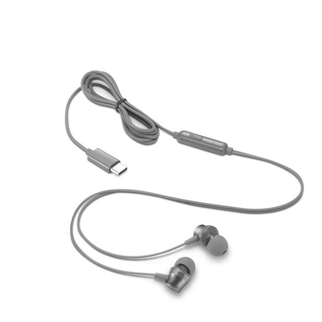 Audifono In-Ear Lenovo 300 con Micrófono USB-C Alámbricos Gris