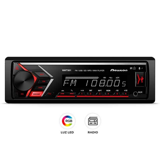Autoradio AVANTY NWT501 FM/AM con Bluetooth, USB, SD, AUX, 7 LED y 60W x4 | Newton