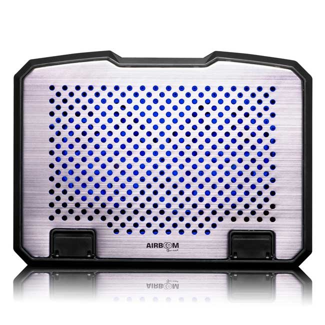Base para Laptop AIRBOOM BOREAL+ AB18+ con 2 Coolers 14cm LED Azul, Altura Ajustable y Cuerpo de Aluminio
