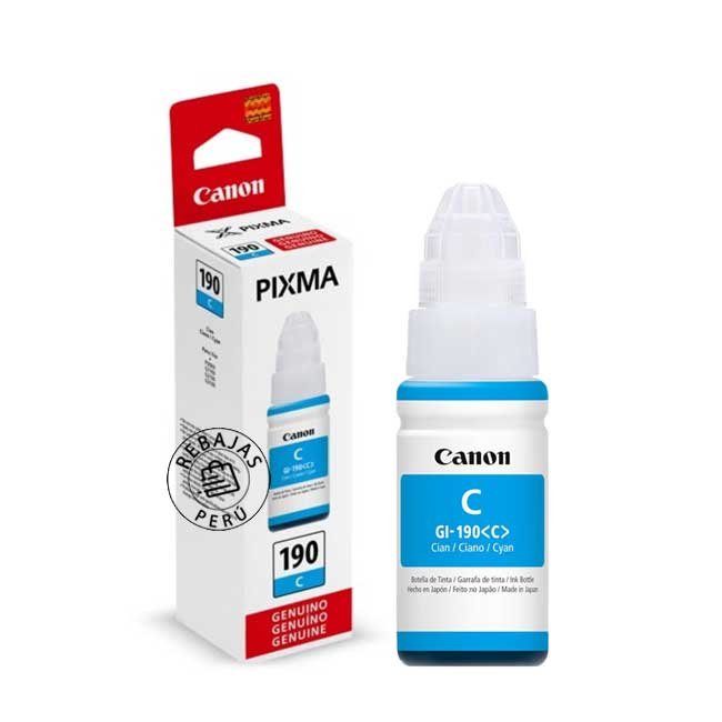 Tinta Canon GI-190C Cyan Original | Rinde más y cuida tu impresora