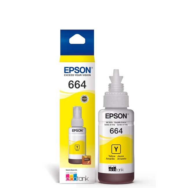 Botella de Tinta Epson T664420-AL Amarillo para L200 | Tinta Original y Rendimiento Alto